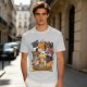 Olive T-Shirt With Cute Sushi Cat Stack Graphic Print