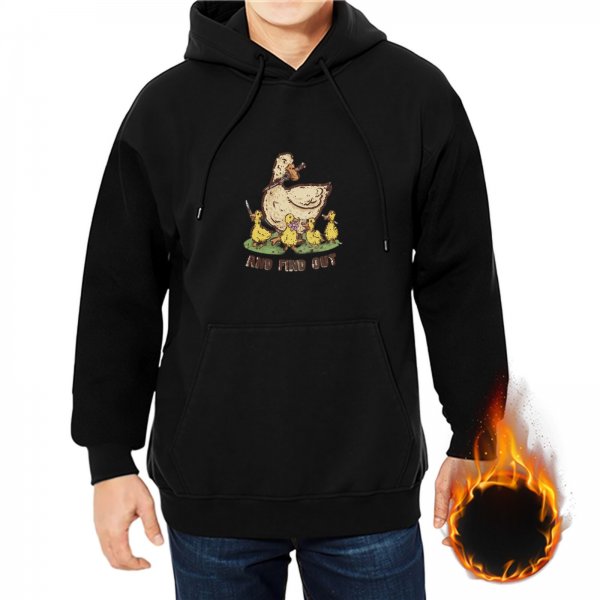 Black hoodie with tactical duck family graphic and "AND FIND OUT" text