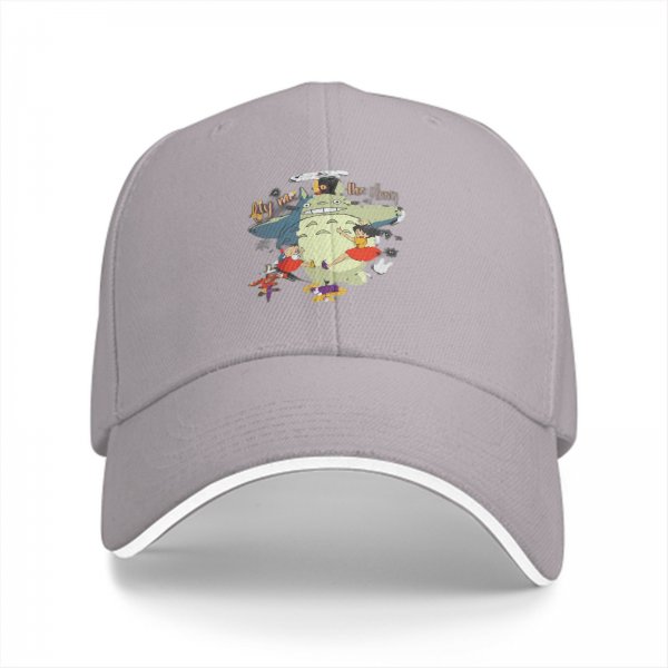 Black baseball cap with Totoro and girls graphic print