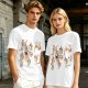 Olive T-Shirt With Playful Orange Kitten Illustrations