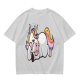 Olive T-shirt with Bored Unicorn Graphic Print