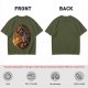 Olive T-Shirt With Dragon And Warrior Fantasy Art Print
