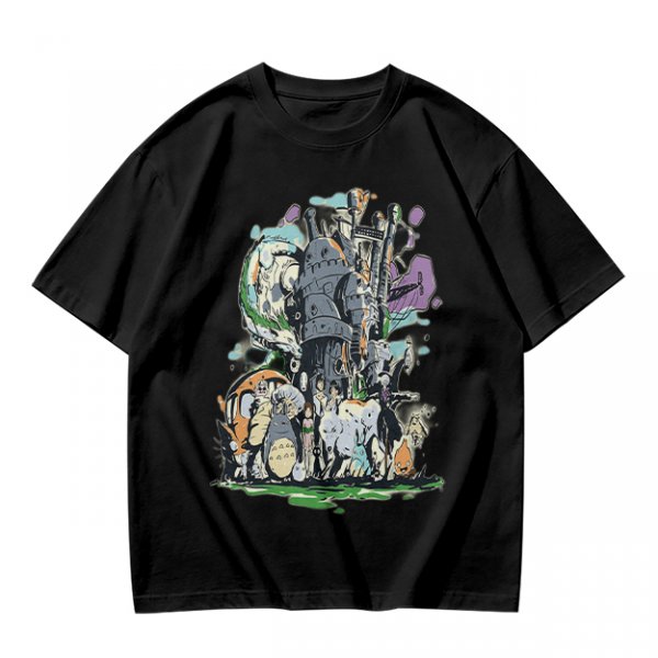 Olive T-shirt with Studio Ghibli Character Mashup Art Print