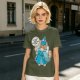 Olive T-Shirt With Fairy Godmother Cat Graphic Print