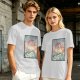 Olive T-shirt with Japanese style dragon and lightning graphic print