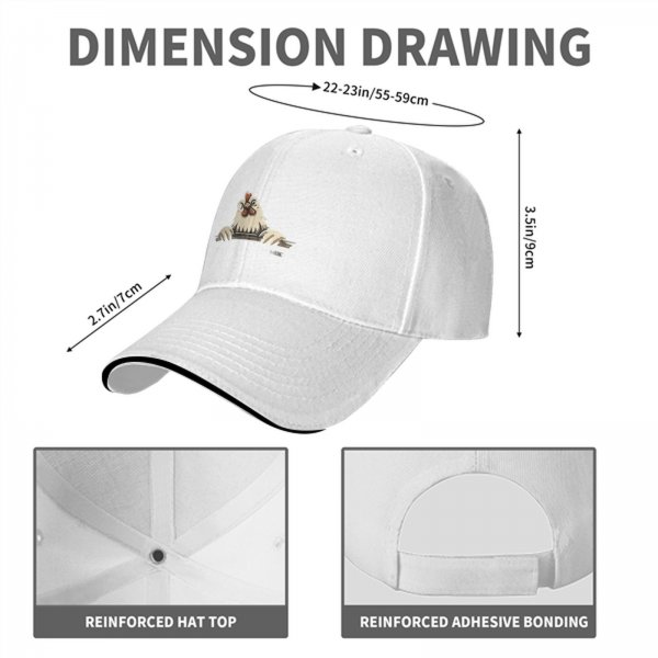 Black Baseball Cap With Peeking Chicken Graphic Design