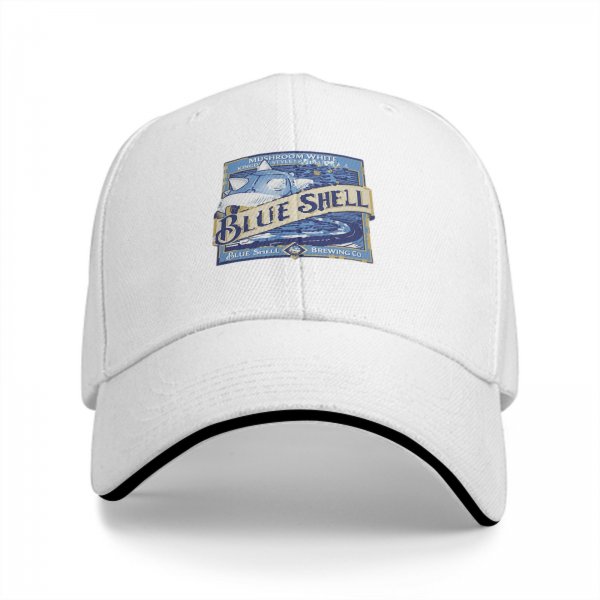 Black Baseball Cap with Blue Shell Brewing Co Mushroom White IPA Print