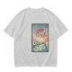Olive T-shirt with Japanese style dragon and lightning graphic print