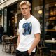 Olive T-Shirt with Starry Night Style Cat Graphic Print