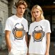 Olive Green T-Shirt With Stylized Beer Mug Graphic Print