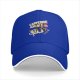 Black baseball cap with caffeine kick cartoon coffee mug graphic