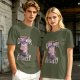 Olive t-shirt with anxious unicorn glitter water and anxiety print