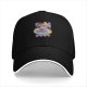 Black baseball cap with Sailor Moon inspired cat graphic print