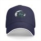Black Baseball Cap With Glowing Blue Dragon And Sword Print