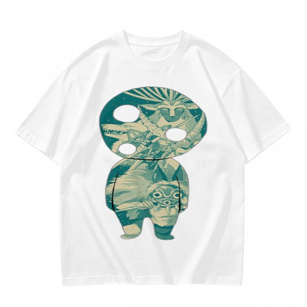 Olive T-Shirt With Fantasy Forest Spirit Graphic Print