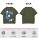 Olive T-Shirt With Two Facing Fantasy Figures And Orb Art Print