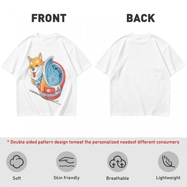 Olive T-shirt with Shiba Inu in Ramen Cup Graphic
