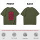 Olive green graphic t-shirt with dark metal style Live Laugh Love print