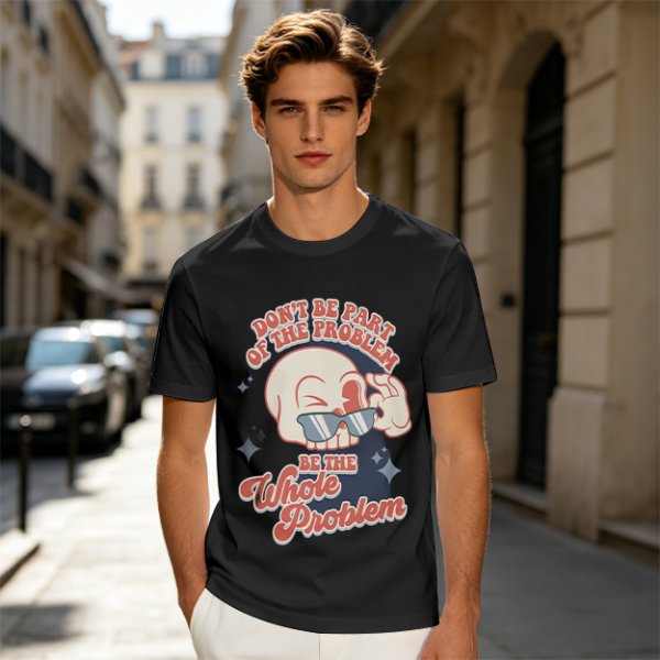 Olive Graphic T-Shirt With Sarcastic Skull Problem Quote