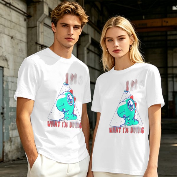 Olive T-Shirt With Cute Dinosaur Graphic And 'What I'm Doing' Text