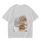 Owl on coffee books and caffeine mug graphic t-shirt