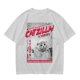 Olive green t-shirt with Catzilla giant cat monster graphic print