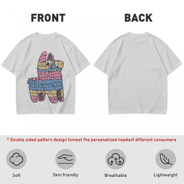 Olive T-Shirt With Colorful Donkey Pinata Graphic Print