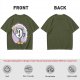 Olive T-Shirt With Cartoon Clock Holding Beer 'Happy Hour' Print