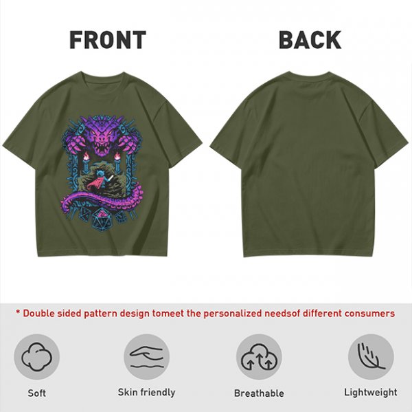 Dungeon Dragon and Warrior Graphic T-Shirt for Fantasy Game Fans