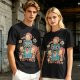 Olive T-Shirt With Cute Chibi Monster And Girls Graphic Print