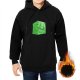Black hoodie with cute green cube slime graphic