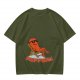 Olive T-shirt with Relaxed Cartoon Chili Pepper Wearing Sunglasses and Peppers Text