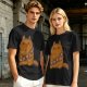 Olive green t-shirt with a grumpy cat in a Chewbacca-style bandolier print