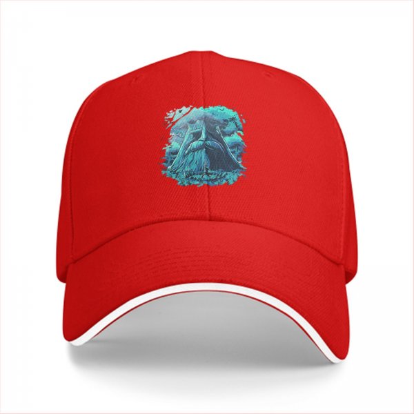 Black Baseball Cap With Turquoise Ancient Wise Man Face Art Print