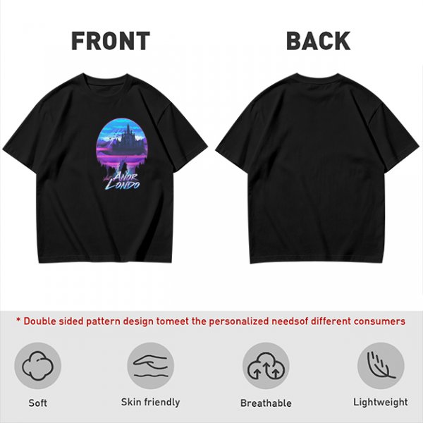 Olive T-shirt with Anor Londo Synthwave Castle Print