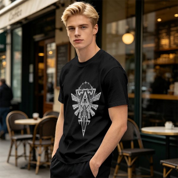 Olive Green T-Shirt With Detailed Fantasy Crest Graphic