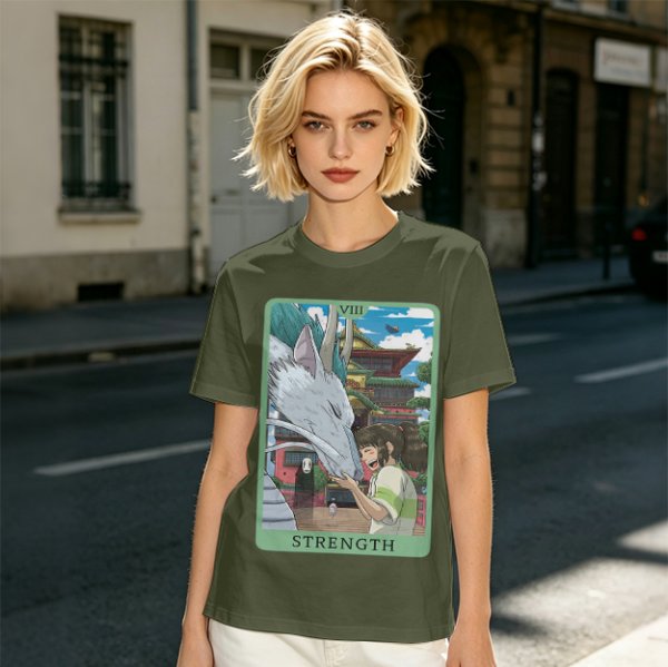 Spirited Away Haku Chihiro Strength Tarot Graphic T-Shirt