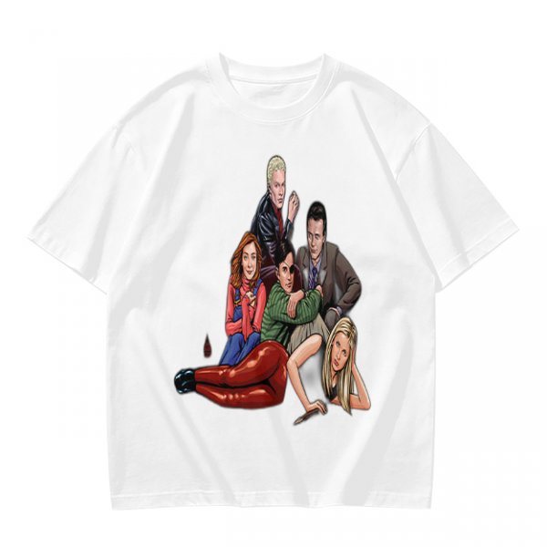Olive Green T-Shirt with Buffy The Vampire Slayer Character Art Print
