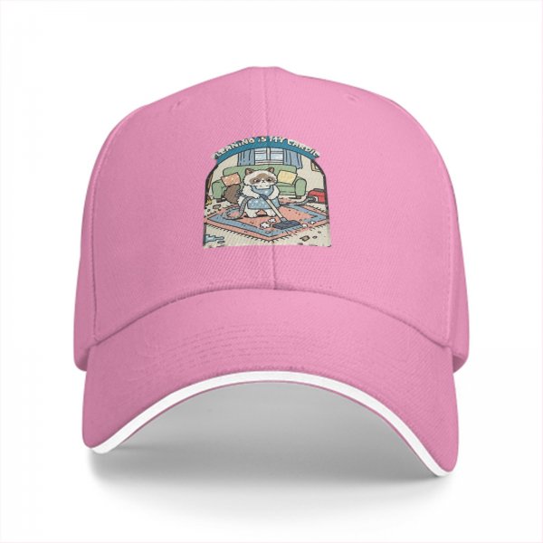 Black baseball cap with grumpy cat vacuuming cleaning design