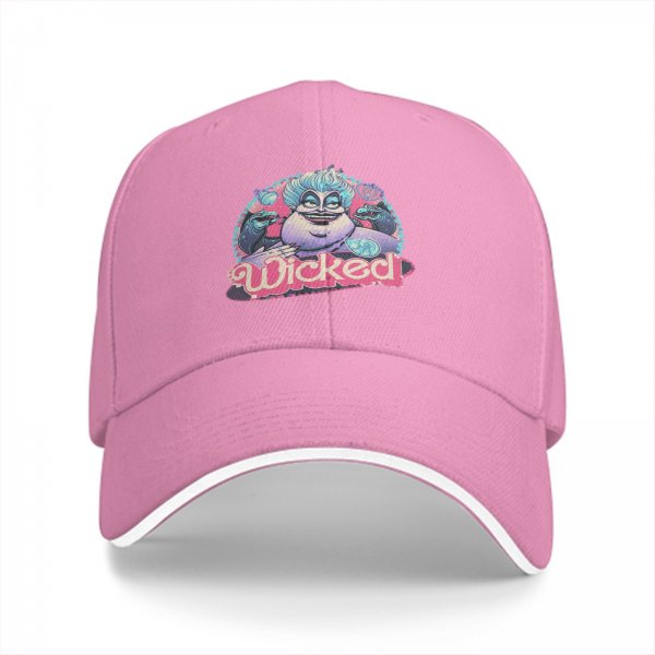 Black baseball cap with Ursula 'Wicked' villain graphic print