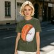 Olive T-shirt with Cute Hugging Salmon Sushi and Rice Print