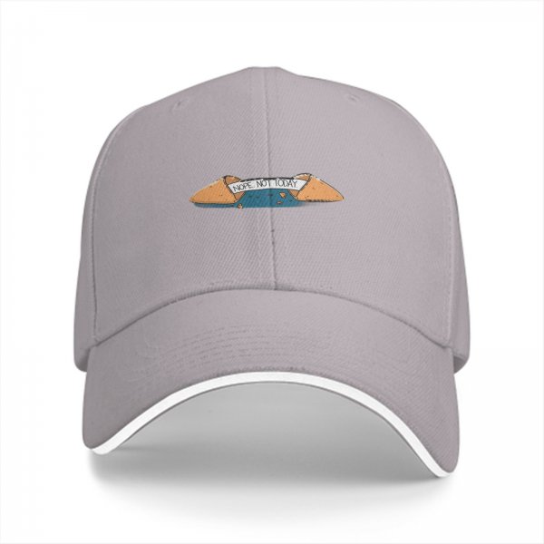 Black baseball cap with 'NOPE NOT TODAY' graphic print