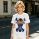 Olive T-Shirt with Neon Style Straw Hat Pirate Skull Print