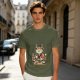 Olive T-Shirt Featuring a Cute Cat Sushi Chef Illustration
