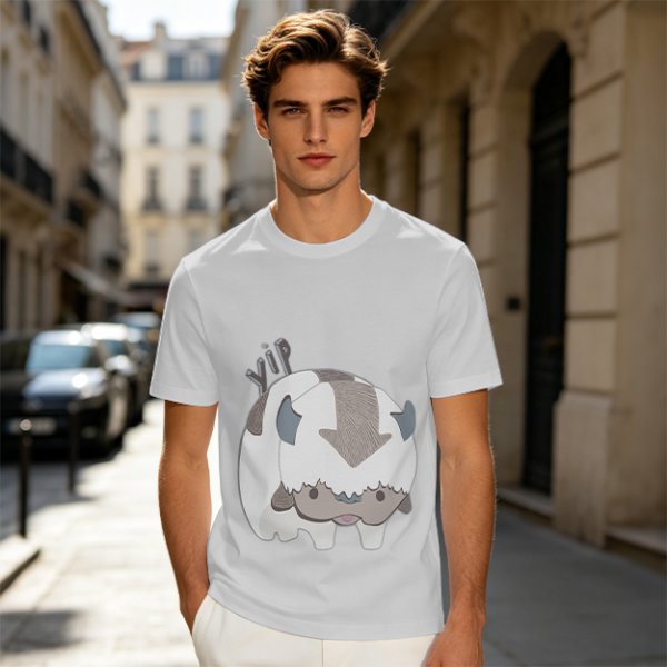 Olive green t-shirt with cute Appa the sky bison print
