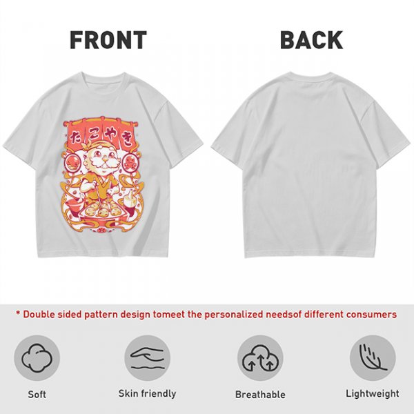 Olive T-Shirt with Cute Takoyaki Chef Graphic Print