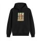 Black Hoodie With Retro Mountain And Sun Landscape Print