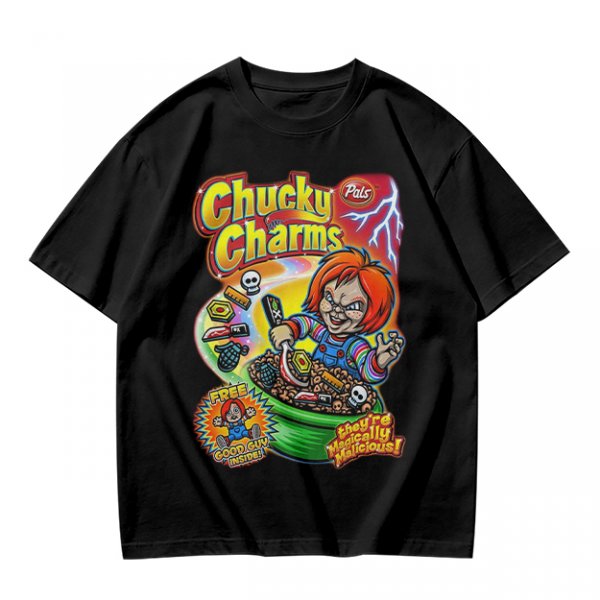 Chucky Charms Horror Cereal Themed Graphic T-Shirt