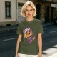 Olive T-Shirt With Scared Viking Cat Graphic Print