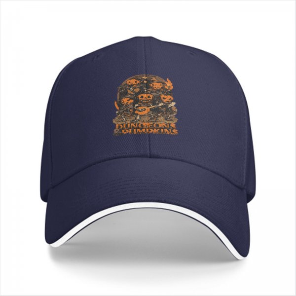 Black Baseball Cap with Dungeons & Pumpkins Halloween Art